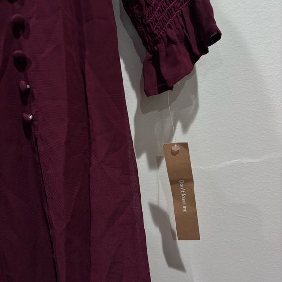 NWT! Reformation Stevie Long Sleeve High Neck Midi Dress In Plum Burgundy Size 4 - Picture 8 of 12